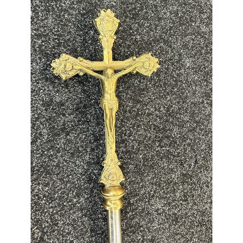 275 - Brass Holy cross staff pole, approximate length 60 inches