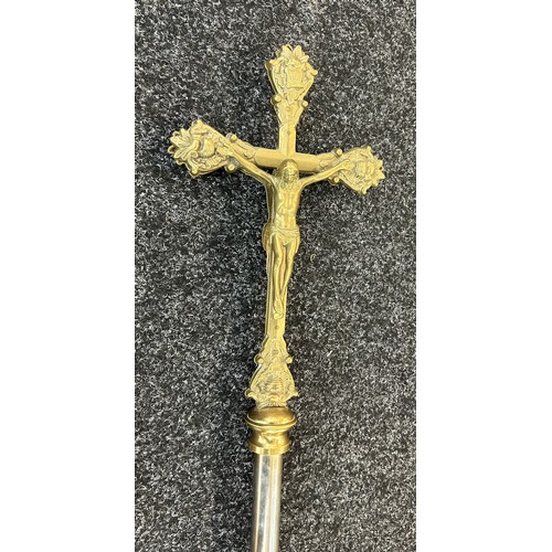 275 - Brass Holy cross staff pole, approximate length 60 inches