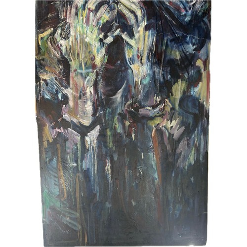 307 - Large abstract painting on board, approximate measurements: 96 inches, width 48 inches