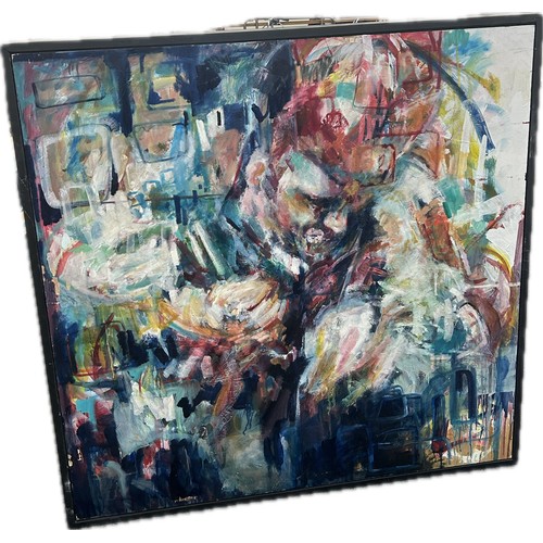 306 - Large framed abstract painting on canvas, approximate measurements: 51 inches, width 50 inches