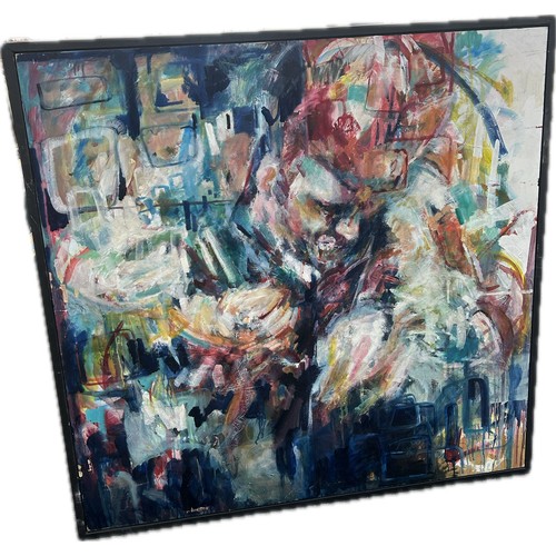 306 - Large framed abstract painting on canvas, approximate measurements: 51 inches, width 50 inches