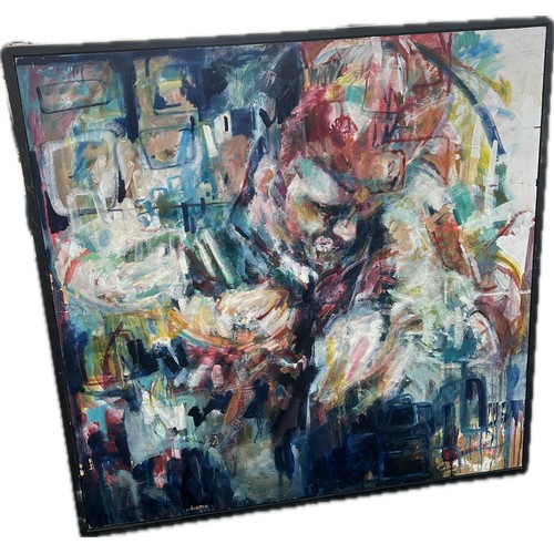 306 - Large framed abstract painting on canvas, approximate measurements: 51 inches, width 50 inches