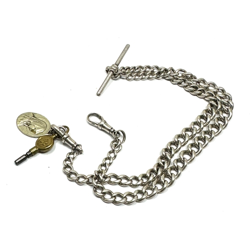 12 - Silver double albert watch chain weight 51g