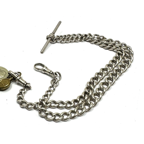 12 - Silver double albert watch chain weight 51g