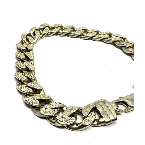 208 - Fancy curb link chain bracelet weight 33g