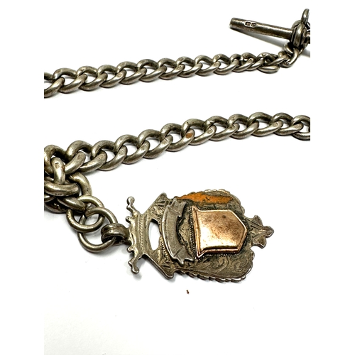 13 - Antique silver albert chain & fob weight 45g