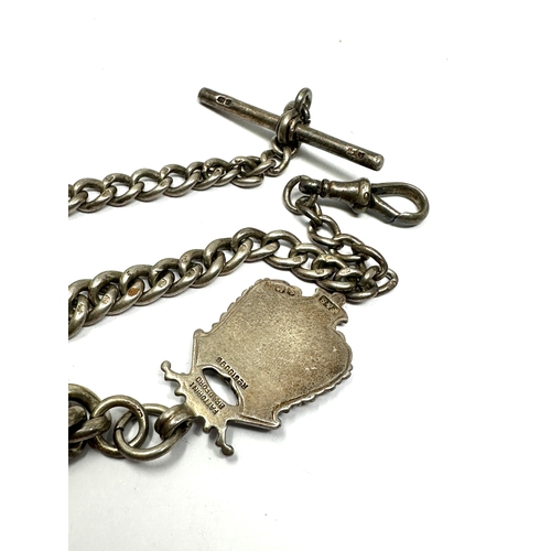 13 - Antique silver albert chain & fob weight 45g