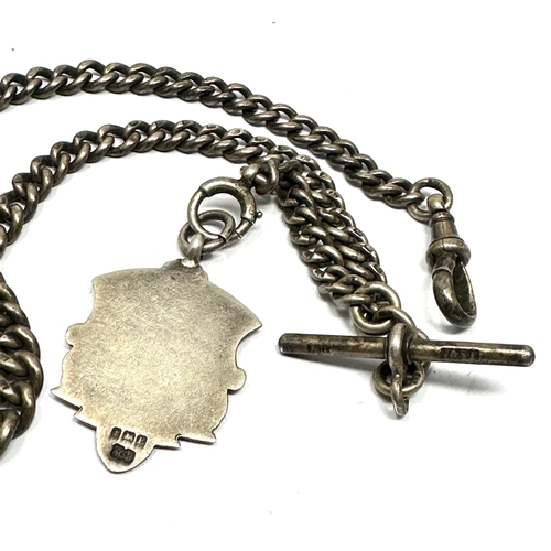 14 - Antique silver albert chain & fob weight 36g