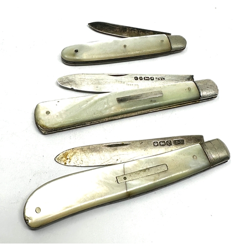 17 - 3 antique silver blade fruit knives