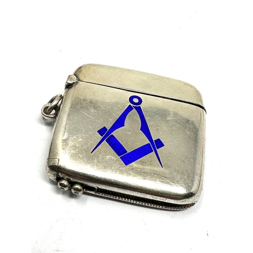 18 - Rare silver & enamel masonic combination vesta case