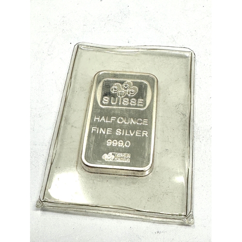 19 - swiss 999 silver half ounce ingot