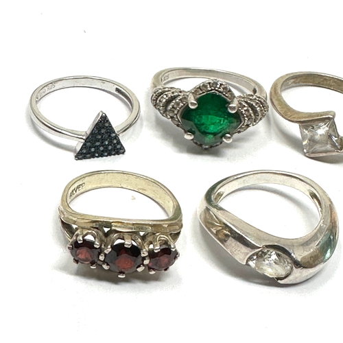 217 - 6 silver gemstone set rings