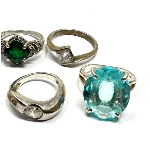 217 - 6 silver gemstone set rings