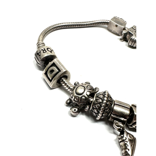 218 - Pandora silver charm bracelet and 14 charms