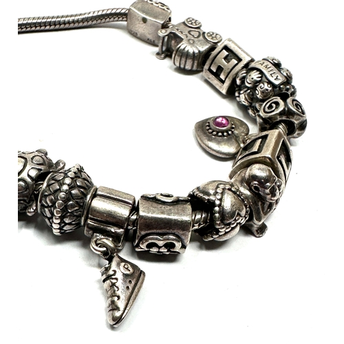 218 - Pandora silver charm bracelet and 14 charms