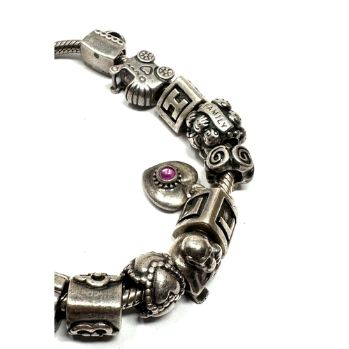 218 - Pandora silver charm bracelet and 14 charms