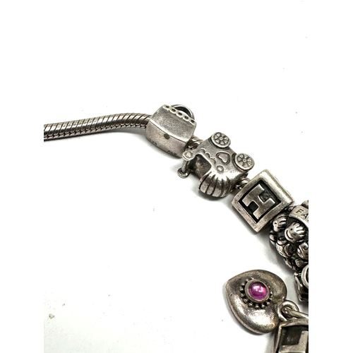 218 - Pandora silver charm bracelet and 14 charms