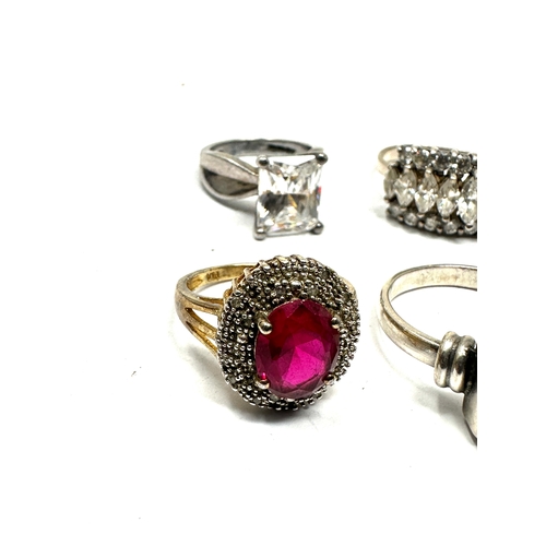 222 - 6 vintage silver gemstone set rings inc blue john