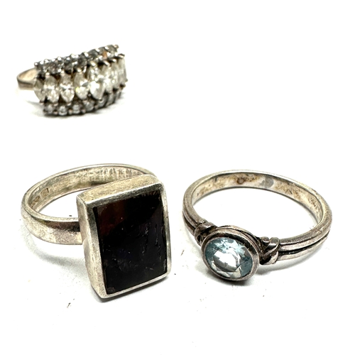 222 - 6 vintage silver gemstone set rings inc blue john