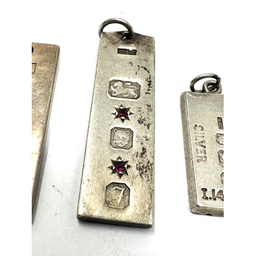 223 - 3 vintage silver ingot pendants