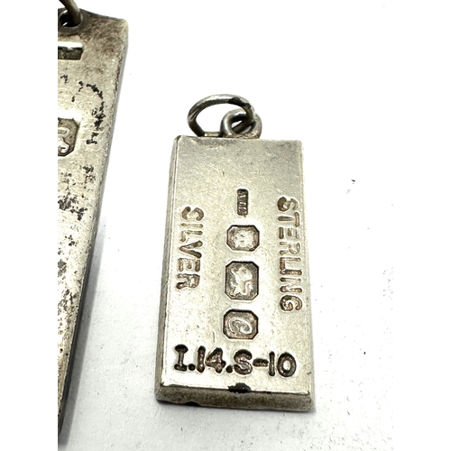 223 - 3 vintage silver ingot pendants