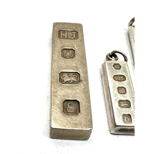 225 - 3 Vintage silver ingot pendants