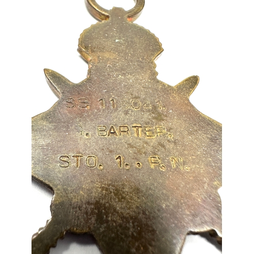 430 - ww1 medal trio to g.barter sto.1.r.n