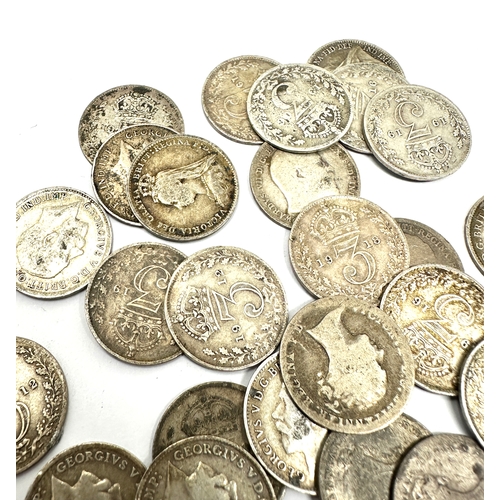 478 - selection of pre 1920 silver three pence coins weight 61g