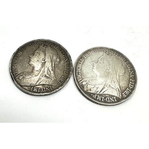 480 - 2 victorian silver crowns 1897 & 1898