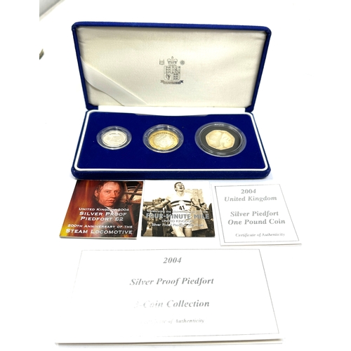 496 - 2004 Silver Proof Piedfort 3 Coin Collection Set Bannister BOX + COA Royal Mint