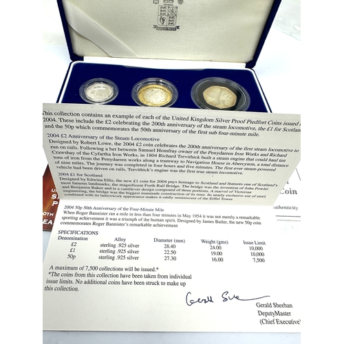 496 - 2004 Silver Proof Piedfort 3 Coin Collection Set Bannister BOX + COA Royal Mint