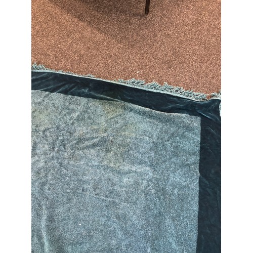 534 - Large blue victorian chenille table cloth, measures approximately h 73 inches x 42 inches