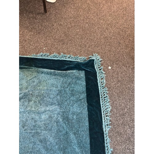 534 - Large blue victorian chenille table cloth, measures approximately h 73 inches x 42 inches