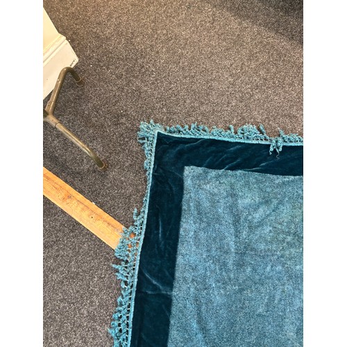 534 - Large blue victorian chenille table cloth, measures approximately h 73 inches x 42 inches