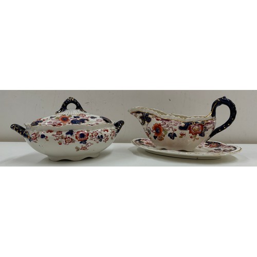 80 - Gravy jug and sauce dish, keeling and co c 1900 tokio pattern