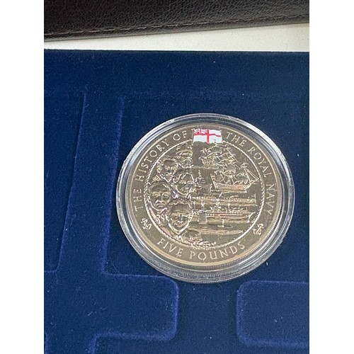 494 - History of the Royal Navy collection, 10 x £5, Royal Mint 925 Silver commemorative coins with COA