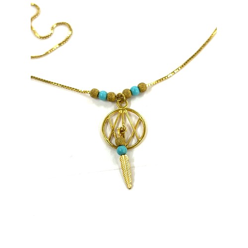 396 - Novelty 9ct gold dream catcher pendant and necklace, total weight 2.94 grams