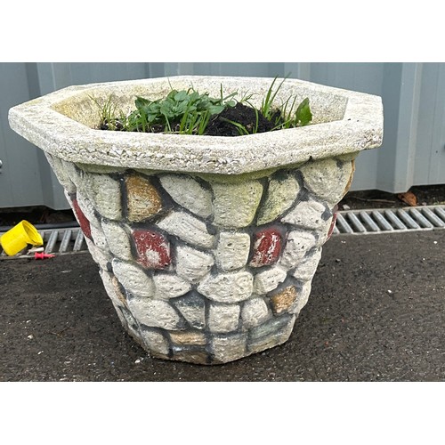 100M - Cobble stone plant pot measures approximately 11 inches tall x 17 wide