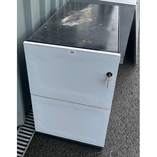 100G - Two drawer metal filing cabinet with key overall approximate measurements 26 inches tall x 29 wide a... 