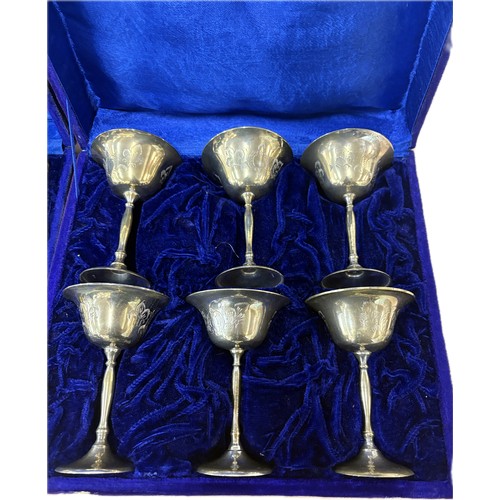 435 - 2 cased sets of silver plated and brass goblets, both in original boxes