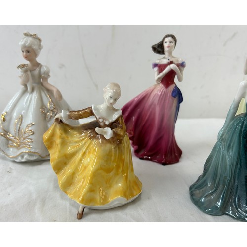 437 - Selection of vintage miniature Coalport lady figures and one other to include ' Congratulations 1992... 