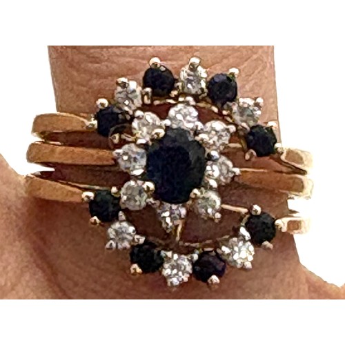 390 - Ladies stone set cluster ring with insert rings in original box, ring size S, overall weight 5.5g