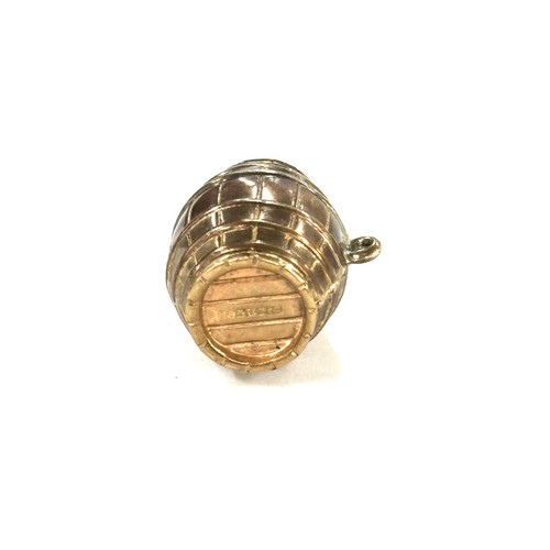 463 - 9ct gold barrel charm , approximate weight 1.8g