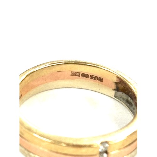 465 - 9ct gold 3 tone diamond wedding band, approximate overall weight 4.3g, ring size Q/R