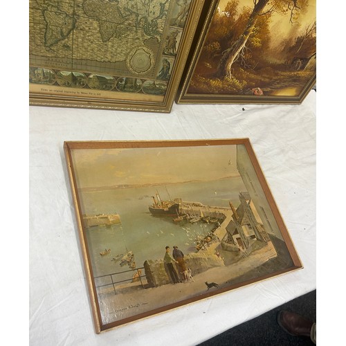 109 - Three framed pictures, one oil painting largest measures approx 22 inches wide by 18 tall