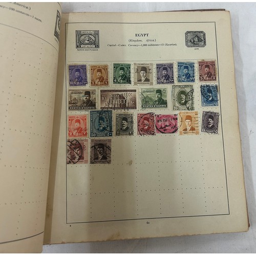 92 - Stamp album containing vintage and later assorted stamps and a selection of assorted cigarette cards