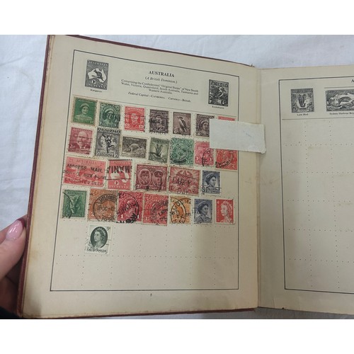 92 - Stamp album containing vintage and later assorted stamps and a selection of assorted cigarette cards