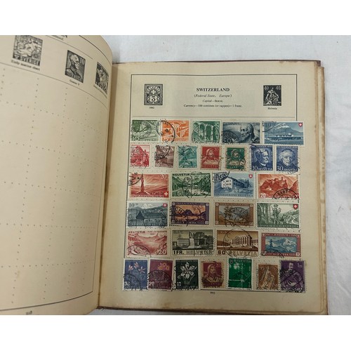 92 - Stamp album containing vintage and later assorted stamps and a selection of assorted cigarette cards