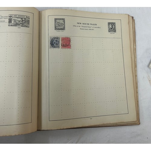 92 - Stamp album containing vintage and later assorted stamps and a selection of assorted cigarette cards