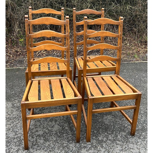 344A - Set of four golden oak Ercol ladder back chairs